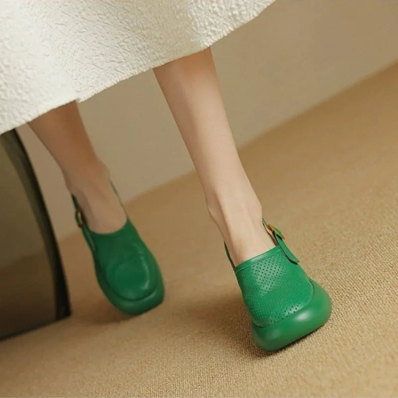 Slingback Mules | Low Block Heel Sandals | Open Toe Casual Dress Shoes