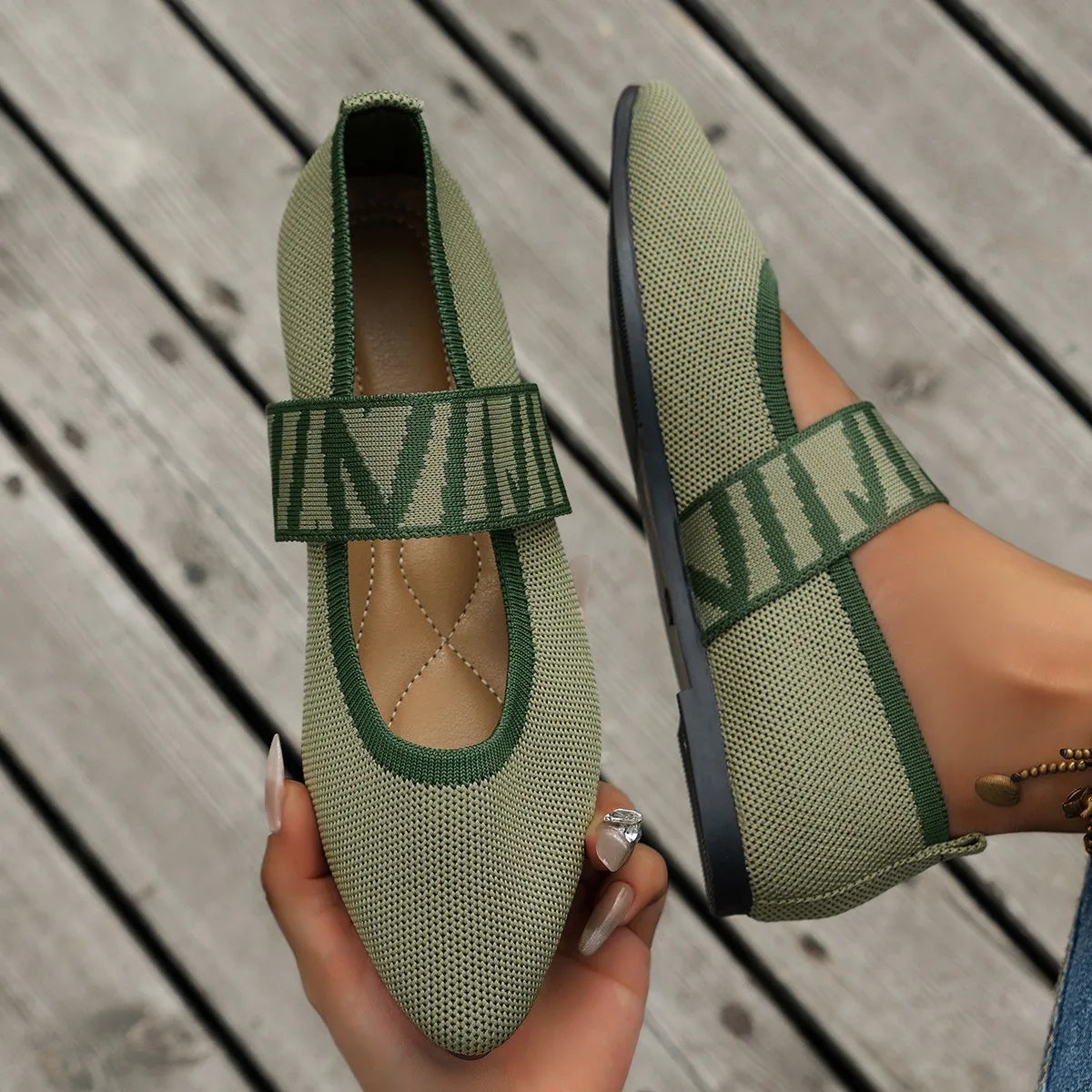 Mary Jane Flats | Breathable Mesh Slip-On Shoes | Round Toe Casual Walking Shoes