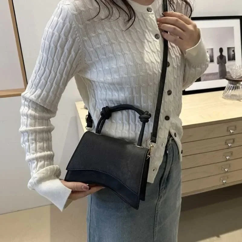 Minimalist Top Handle Handbag, Structured Flap Satchel with Adjustable Crossbody Strap, Elegant Shoulder Purse for Work, Dates & Everyday Use