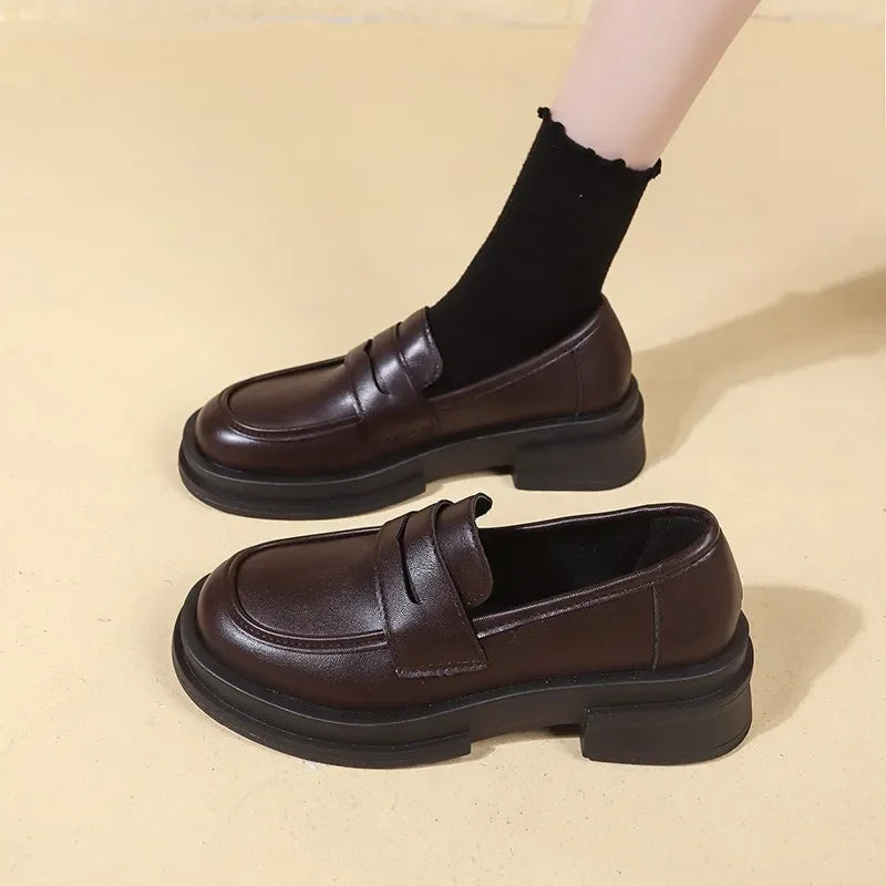 Chunky Loafers | Classic Slip-On Penny Loafers | Low Heel Casual Dress Shoes
