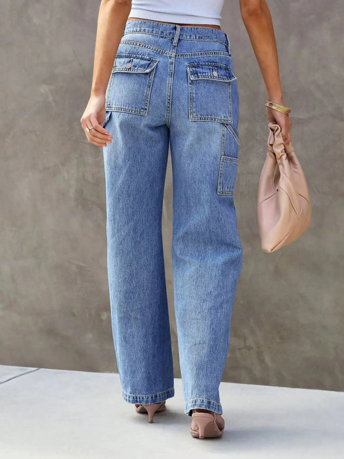 High Waisted Straight Leg Jeans Classic Denim Pants Relaxed Fit Full Length Casual Everyday Streetwear Trousers
