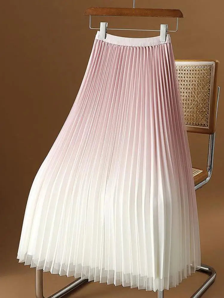 High Waisted Pleated Maxi Skirt Accordion Pleat Long Skirt Flared A Line Flowing Full Length Casual Party Wear