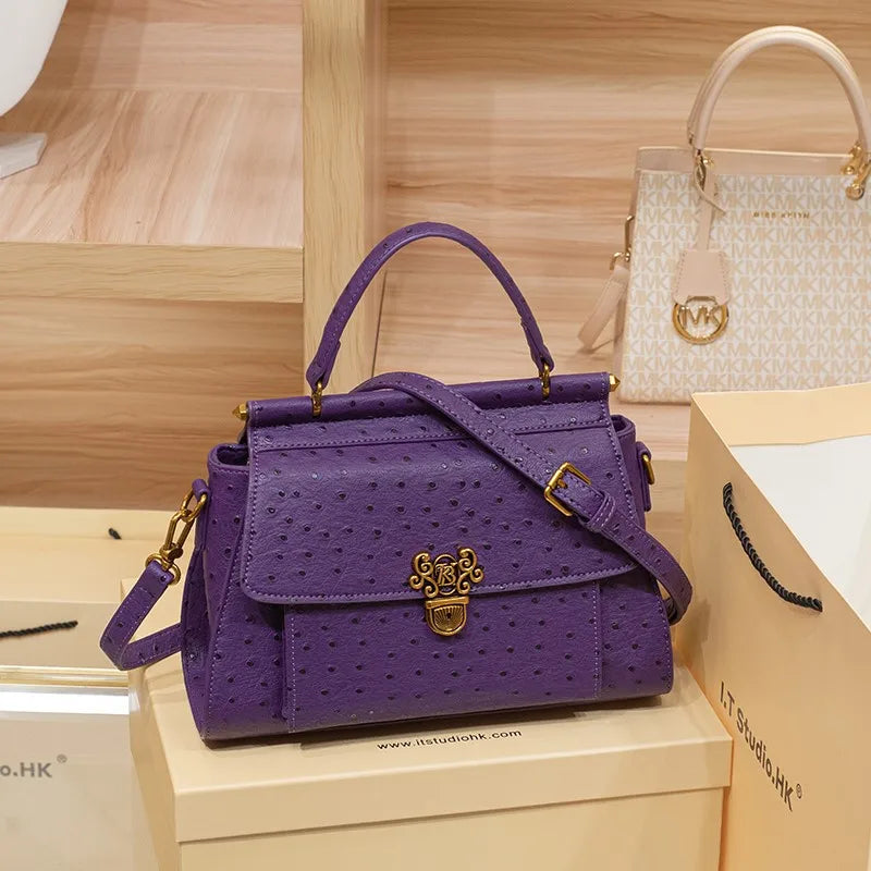Embossed Satchel Handbag, Elegant Structured Shoulder Purse with Top Handle, Textured Crossbody Bag with Adjustable Strap for Work & Everyday Use