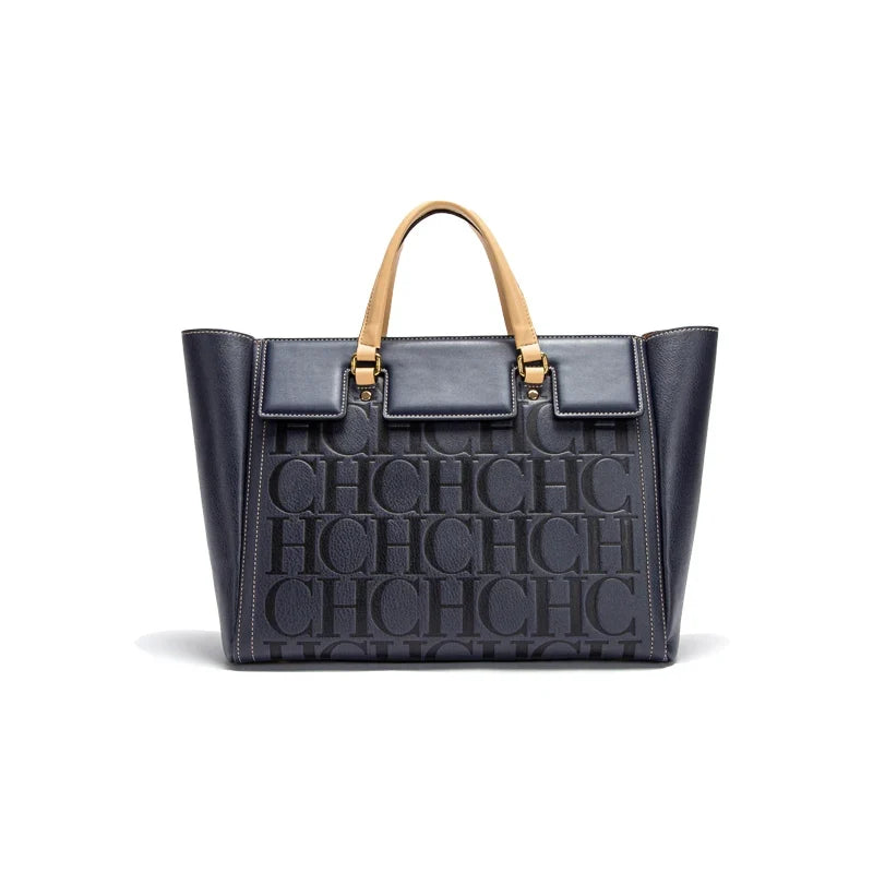 Monogram Print Tote Bag, Structured Shoulder Handbag with Double Handles, Spacious Everyday Work Purse for Shopping, Travel & Office