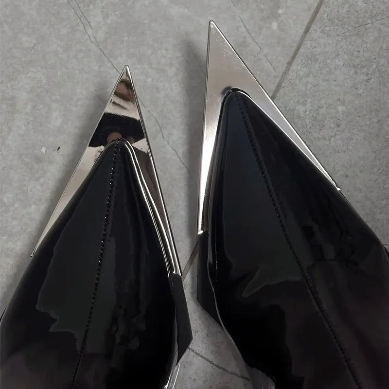 Patent Pointed Toe Ankle Boots | Sculptural High Heel Booties | Glossy Statement Fashion Boots