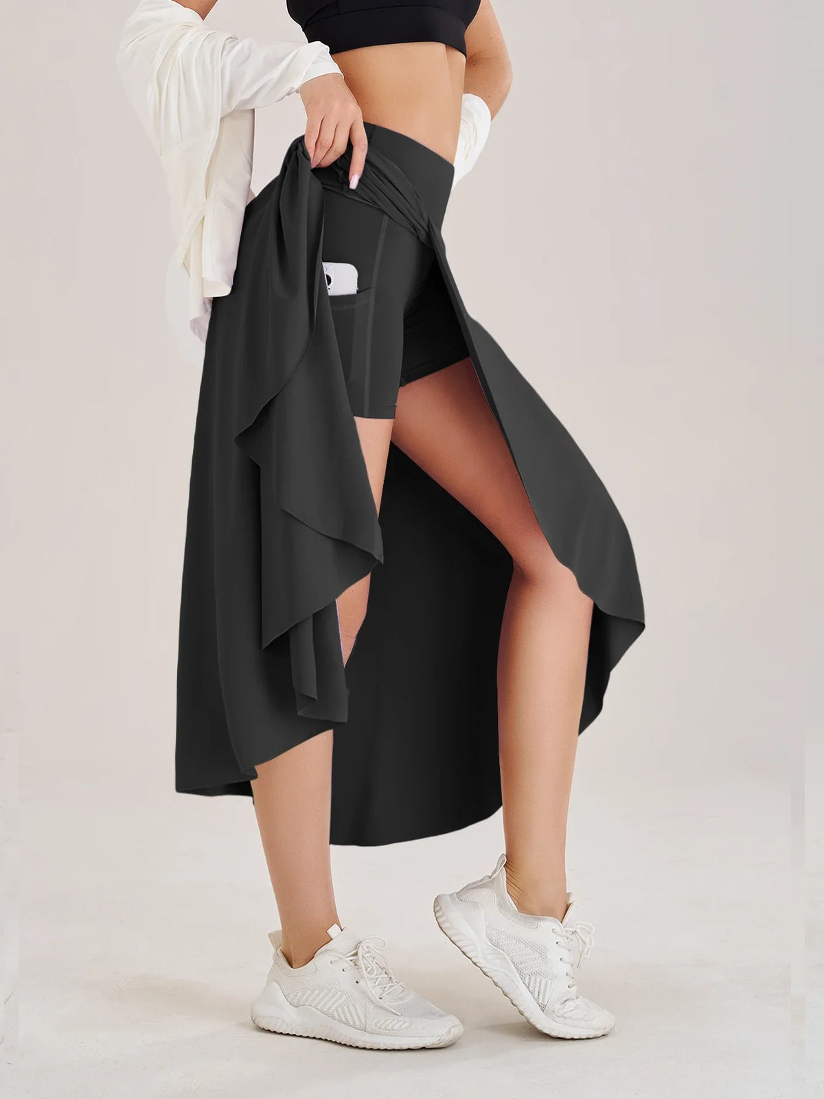 High Waisted Asymmetrical Midi Skirt Side Slit Wrap Style Long Skirt A Line Casual Streetwear Party Bottomwear