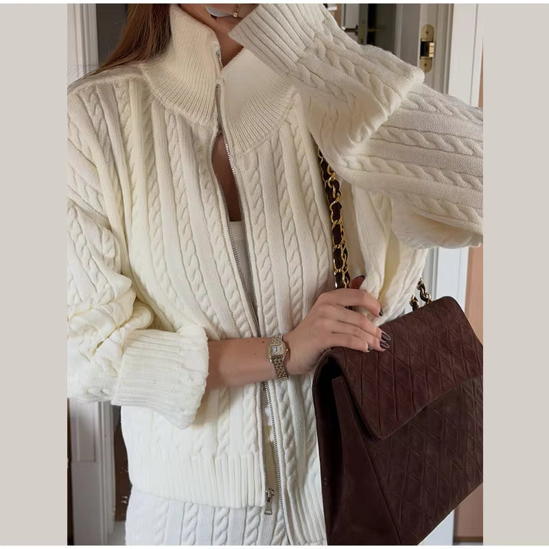 Cable Knit Sweater &amp; Wide Leg Pants Co-Ord Set | Oversized Two Piece Knit Outfit | Cozy Fall &amp; Winter Lounge Matching Set