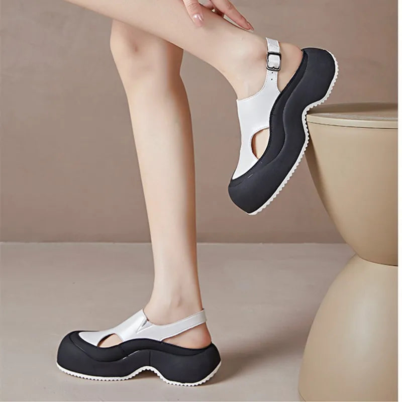 Mary Jane Platform Shoes | Slingback Wedge Pumps | Chunky Sole Casual Dress Shoes