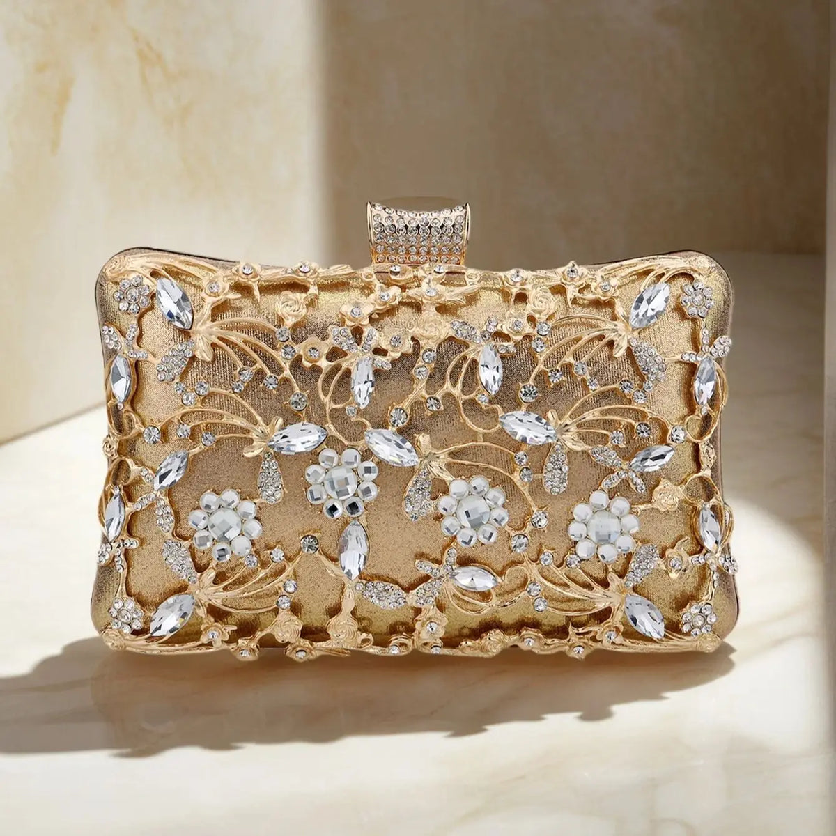 Floral Embroidered Clutch Bag, Elegant Lace Evening Purse with Intricate Flower Appliqué, Compact Handbag for Weddings, Parties & Special Occasions