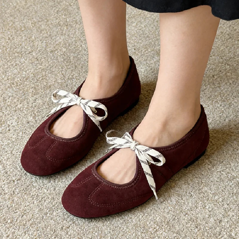 Bow Mary Jane Flats | T-Strap Ballet Shoes | Soft Round Toe Casual Dress Shoes