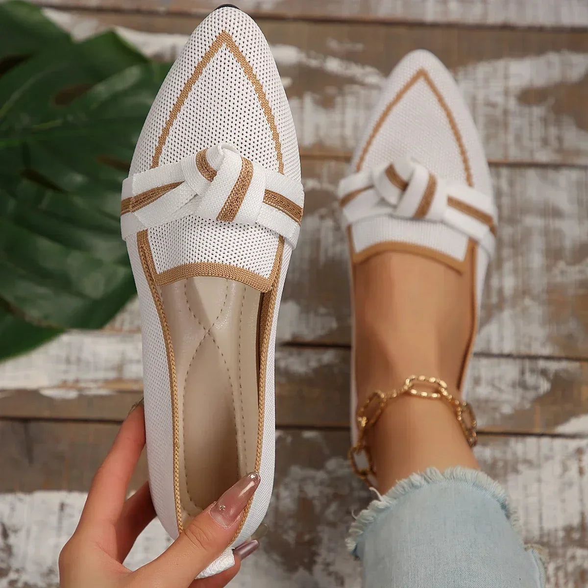 Bow Loafers | Pointed Toe Slip-On Flats | Breathable Casual Dress Shoes