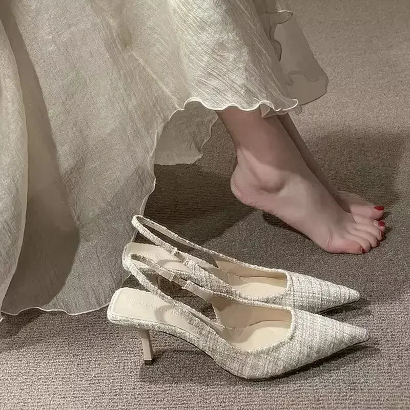 Pointed Toe Slingback Flats | Bow Detail Kitten Heel Pumps | Elegant Casual Dress Shoes