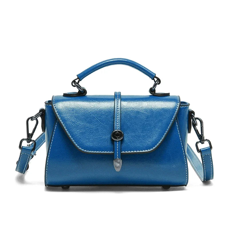 Women's Top Handle Handbag, Elegant Leather Crossbody Shoulder Bag, Structured Satchel Purse with Flap Closure & Adjustable Strap