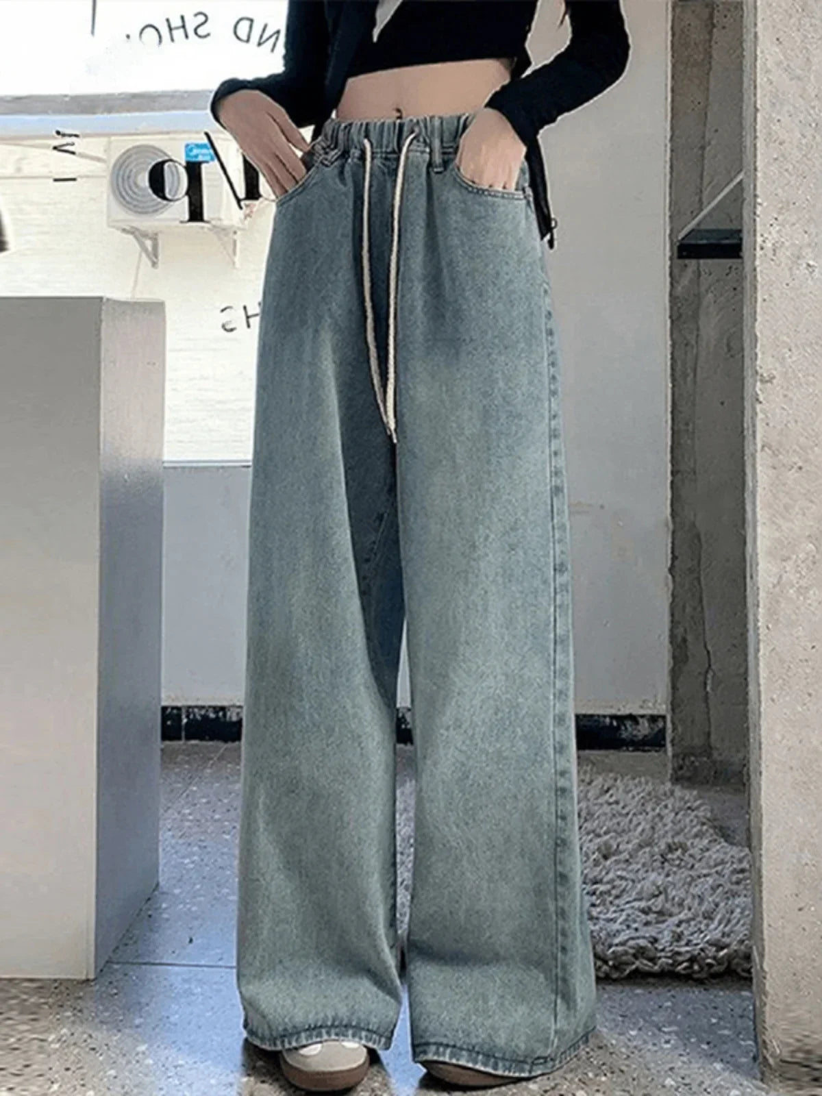 High Waisted Wide Leg Jeans Baggy Loose Fit Denim Trousers Relaxed Straight Leg Casual Streetwear Full Length