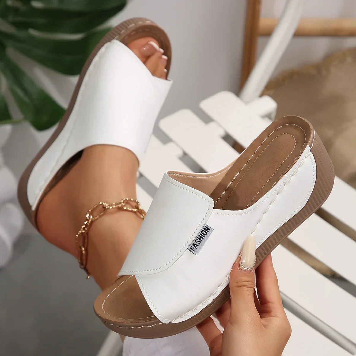 Platform orthopaedic Slide Sandals | Double Strap Wedge Slippers | Comfortable Casual Summer Shoes