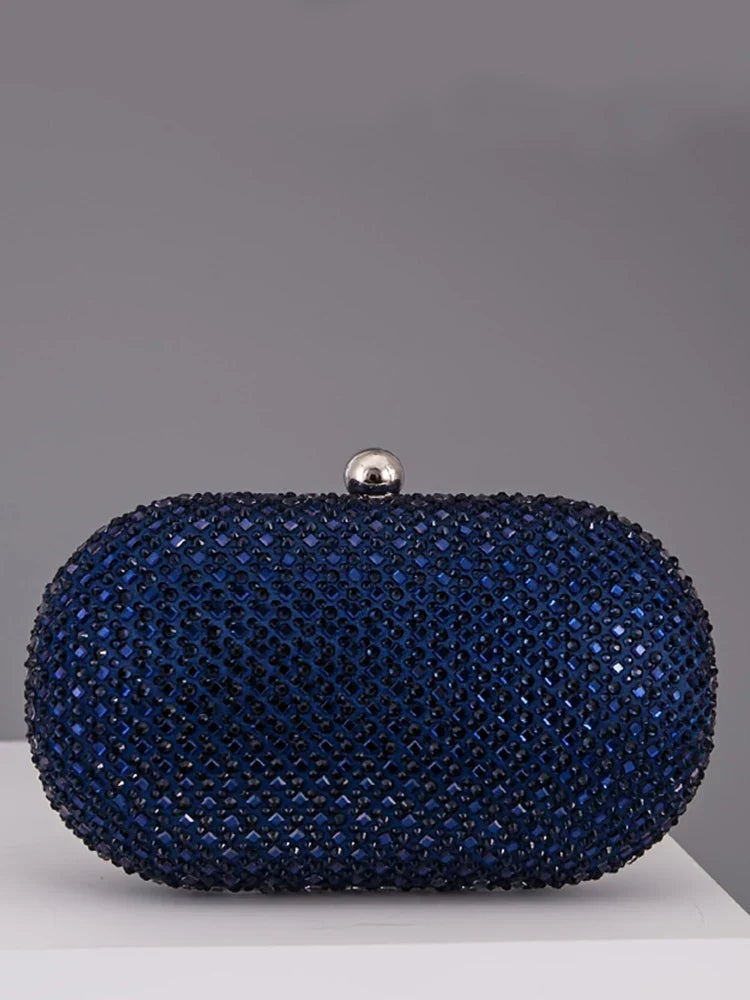 Beaded Clutch Bag, Sparkling Evening Purse with Crystal Embellished Finish, Compact Hard Case Handbag for Weddings, Parties & Formal Events