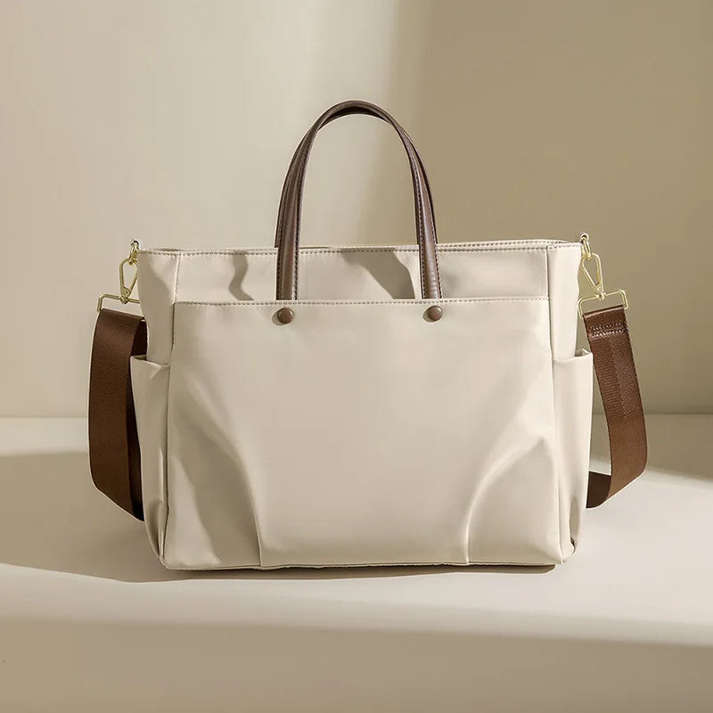 Women's Large Tote Bag, Minimalist Shoulder Handbag with Adjustable Crossbody Strap, Spacious Work Purse with Front & Side Pockets