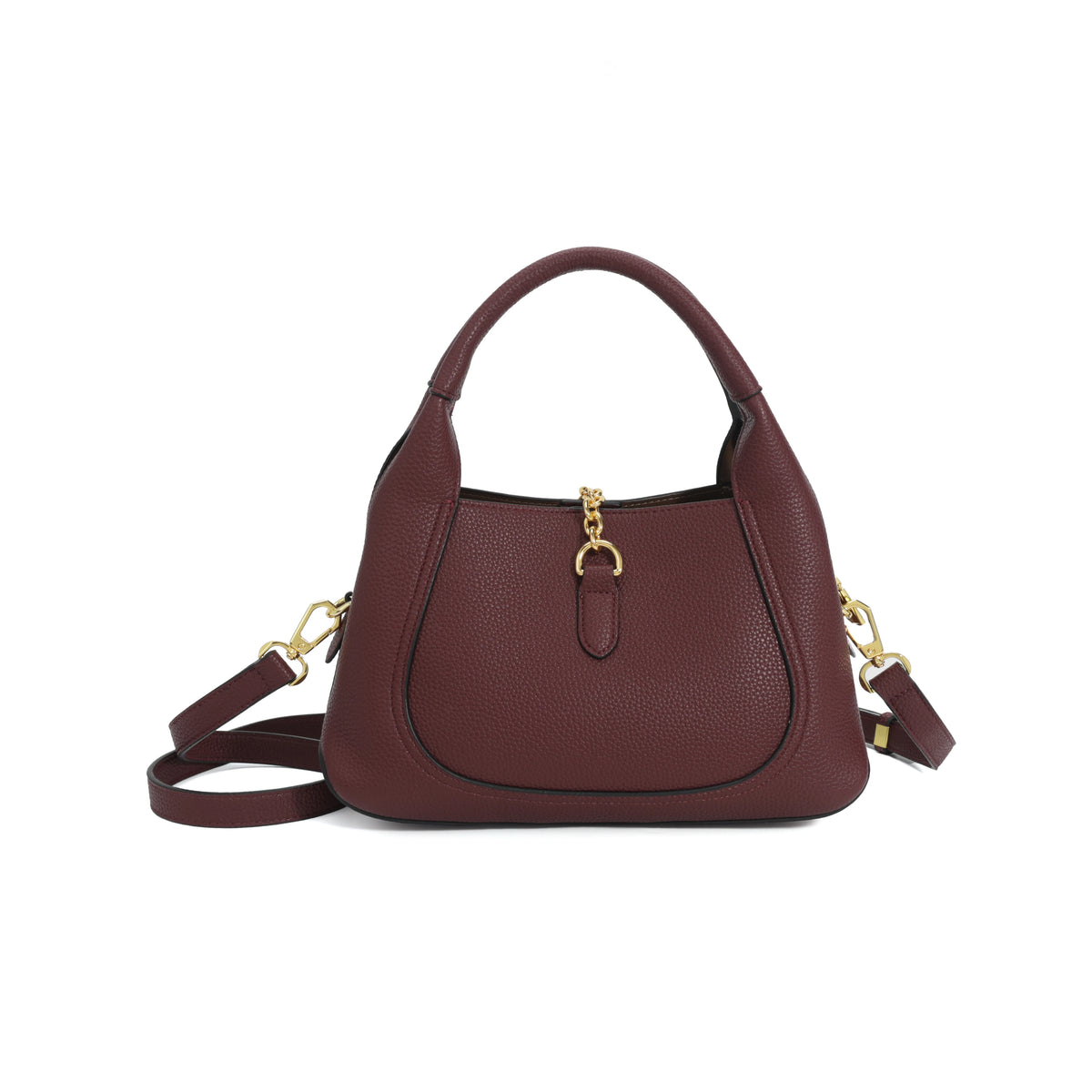 Structured Top Handle Handbag, Elegant Satchel with Adjustable Shoulder Strap & Statement Metal Detail, Classic Purse for Work, Dates & Everyday Use