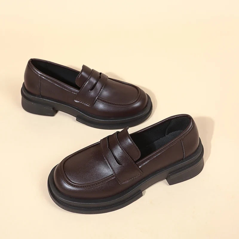 Chunky Loafers | Classic Slip-On Penny Loafers | Low Heel Casual Dress Shoes