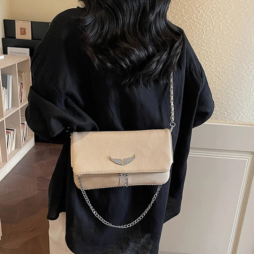 Vintage Crossbody Bag, Compact Flap Shoulder Purse with Chain Strap, Minimalist Small Messenger Handbag for Travel, Dates & Everyday Use