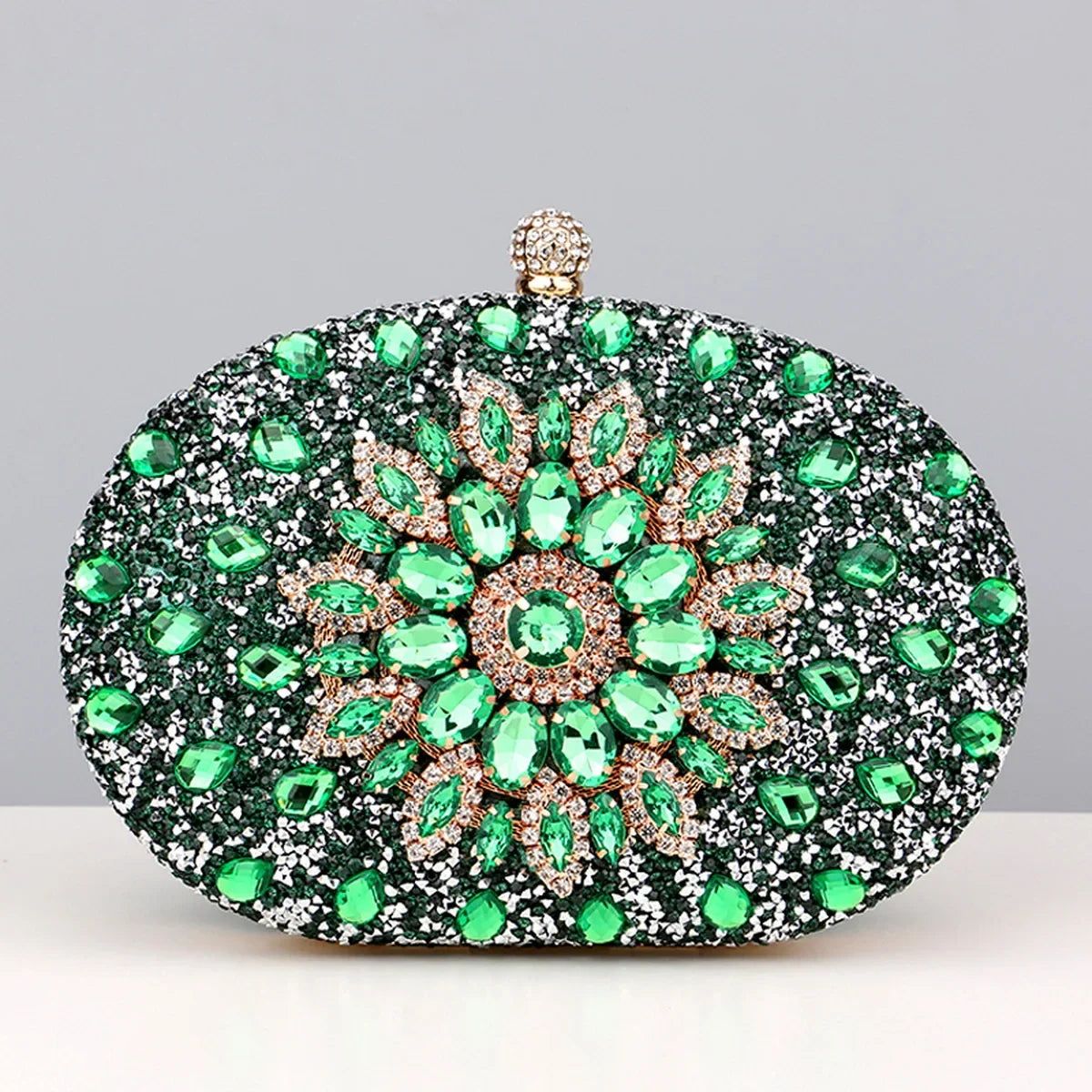 Embellished Evening Clutch Bag, Ornate Beaded Handbag with Floral Crystal Design, Elegant Frame Purse for Weddings, Parties & Special Occasions
