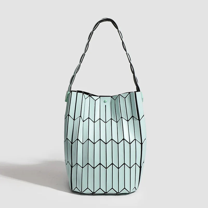 Geometric Knit Tote Bag, Lightweight Shoulder Handbag with Open-Weave Pattern, Minimalist Carryall Purse for Beach, Shopping & Everyday Use