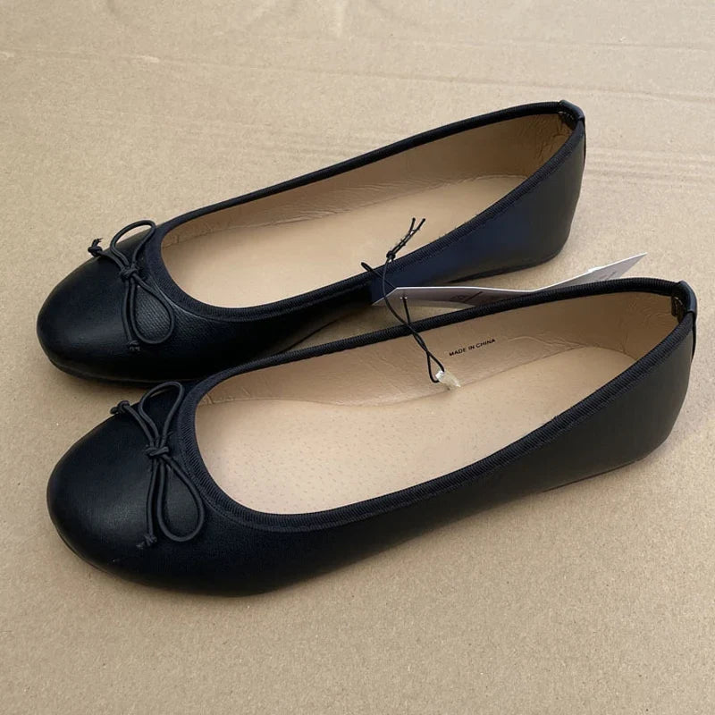 Bow Ballet Flats | Round Toe Slip-On Shoes | Classic Comfortable Casual Dress Flats
