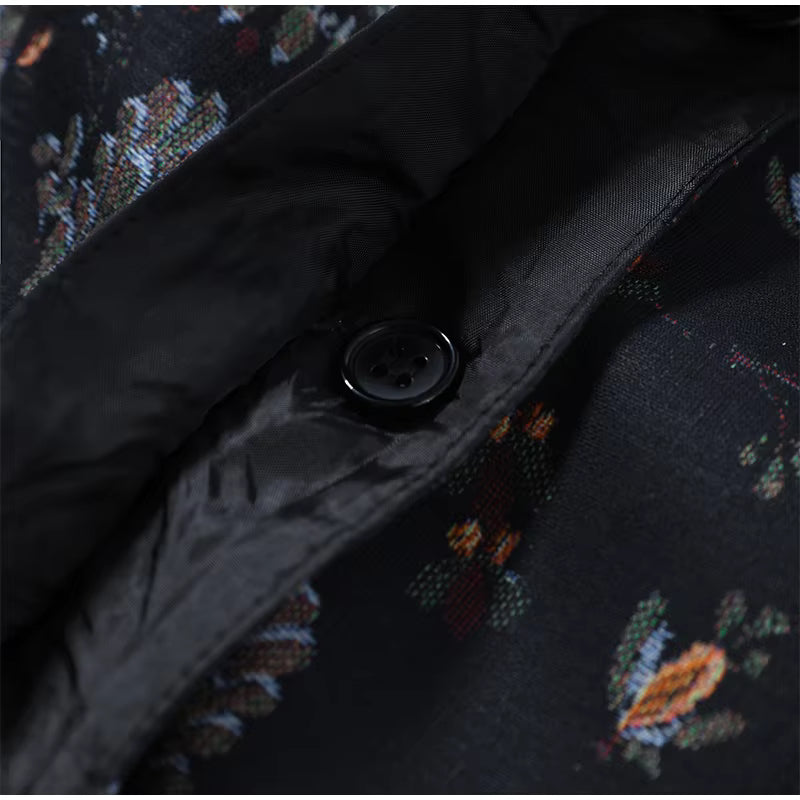 Floral Print Zip-Up Jacket, Stand Collar Lightweight Jacket with Long Sleeves and Vintage Botanical Pattern, Chic Casual Outerwear