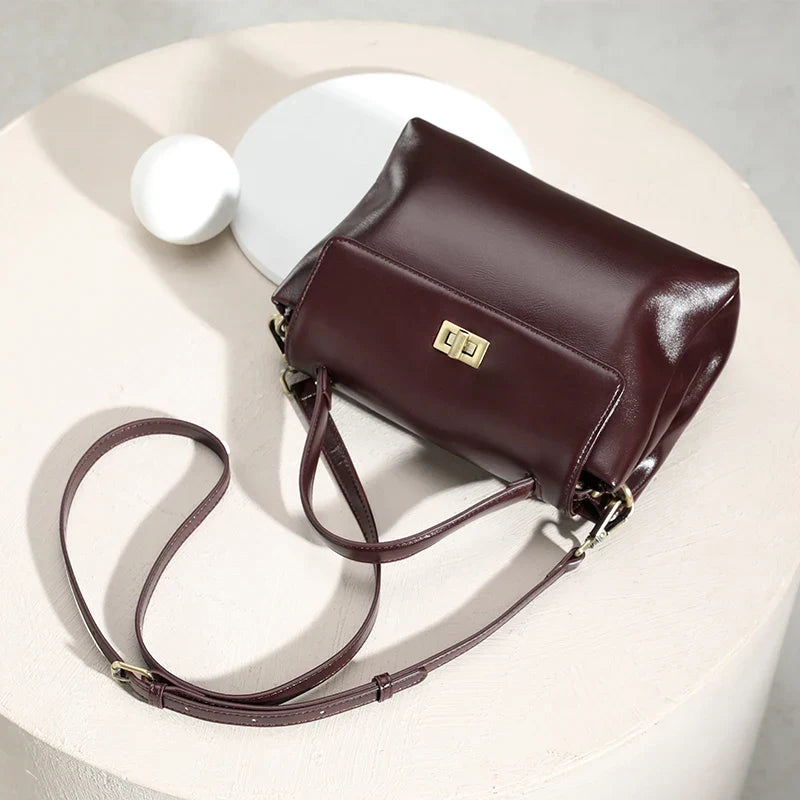 Structured Top Handle Handbag, Elegant Box Satchel with Adjustable Shoulder Strap, Minimalist Crossbody Purse for Work, Dates & Everyday Use