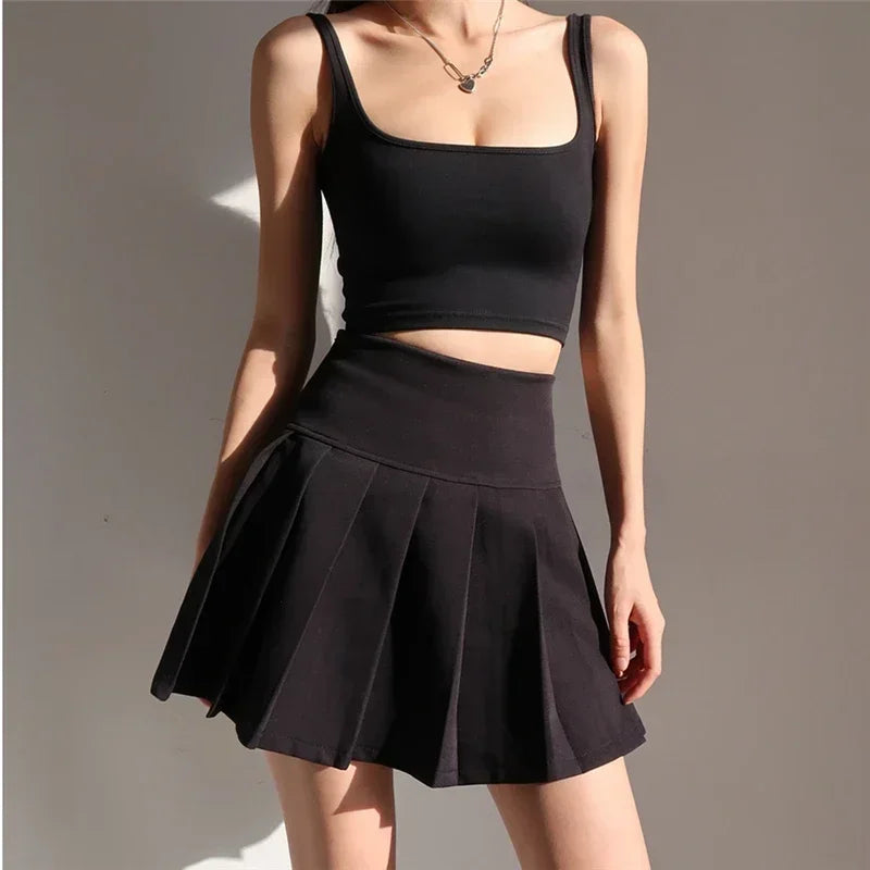 High Waisted Pleated Mini Skirt A Line Tennis Skirt Flared Skater Skirt Preppy Y2K Casual Party School Style