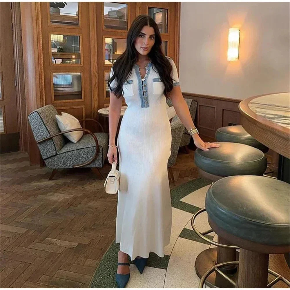 Bodycon Maxi Dress – Sleeveless Square Neck Dress with Wide Straps, Figure-Hugging Silhouette and Floor-Length Design for Vacations & Events