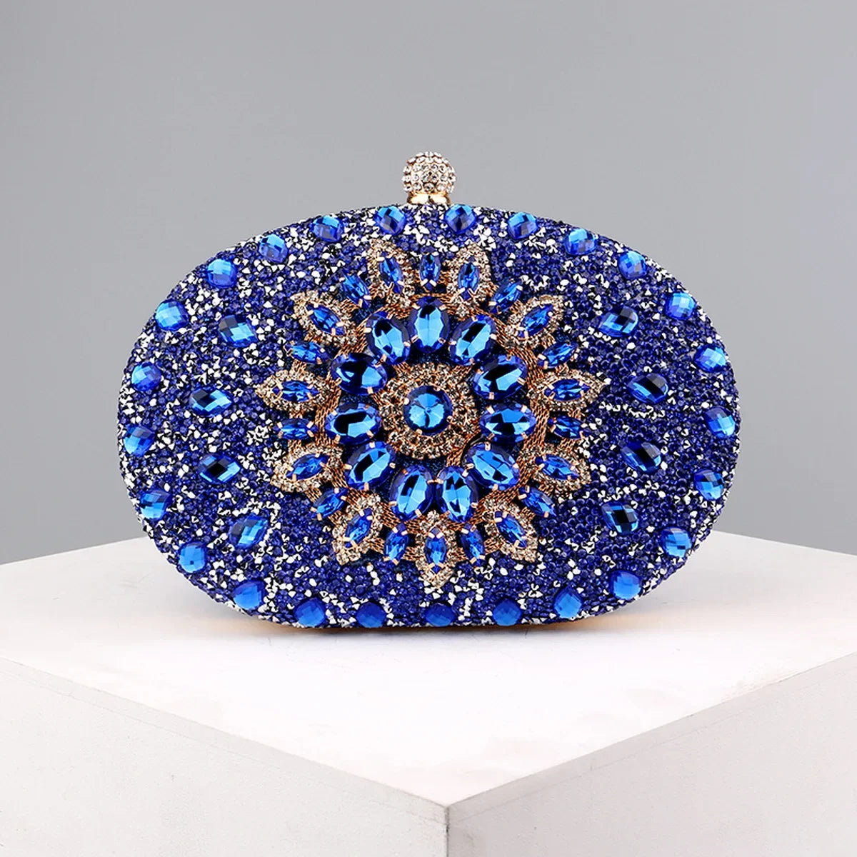 Embellished Evening Clutch Bag, Ornate Beaded Handbag with Floral Crystal Design, Elegant Frame Purse for Weddings, Parties & Special Occasions