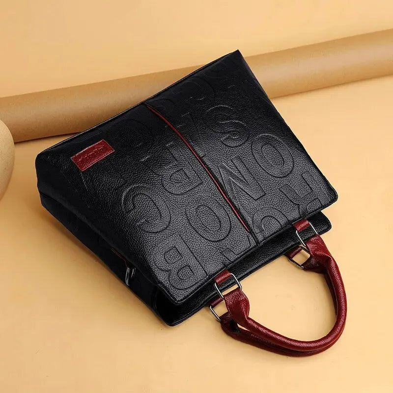 Embossed Structured Handbag, Elegant Top Handle Satchel with Adjustable Crossbody Strap, Textured Shoulder Purse for Work, Travel & Everyday Use