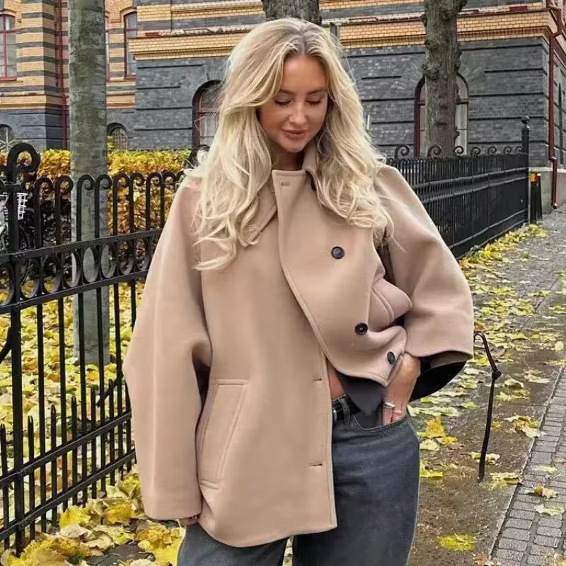 Oversized Blazer Coat, Open Front Jacket with Wide Lapels and Relaxed Fit, Elegant Minimalist Longline Outerwear for Fall Winter