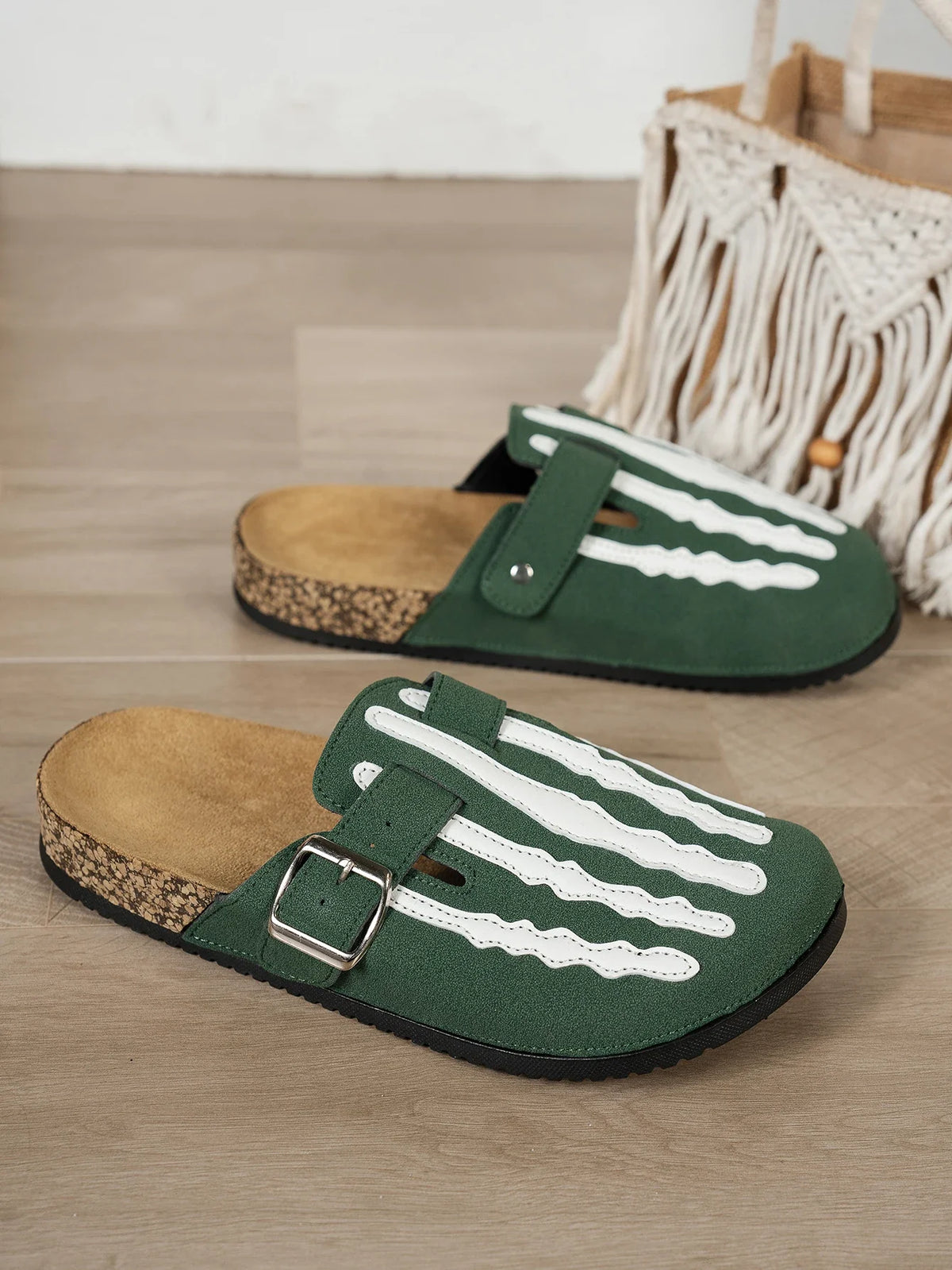 Embroidered orthopaedic Slide Sandals | Buckle Strap Espadrille Mules | Comfortable Casual Summer Shoes