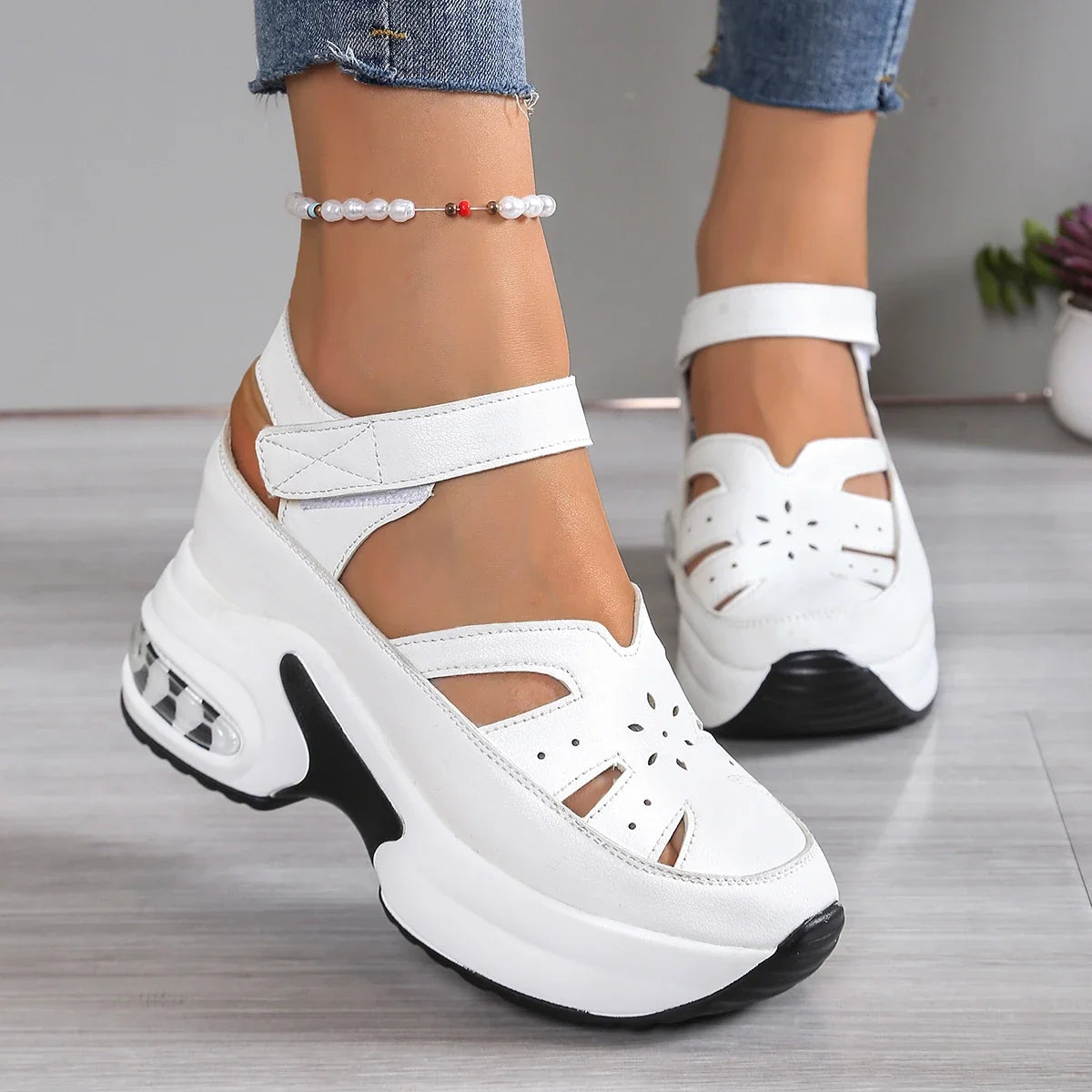 Mary Jane orthopaedic Platform Sneakers | Strappy Walking Shoes | Comfortable Casual Chunky Sole Sneakers
