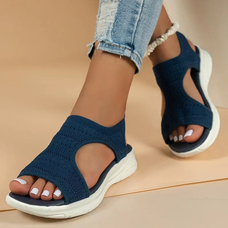 Knit orthopaedic Wedge Sandals | Open Toe Slip-On Walking Shoes | Comfortable Casual Platform Sandals
