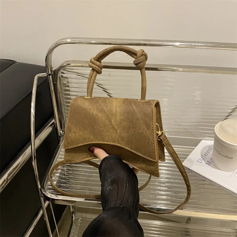 Minimalist Top Handle Handbag, Structured Flap Satchel with Adjustable Crossbody Strap, Elegant Shoulder Purse for Work, Dates & Everyday Use
