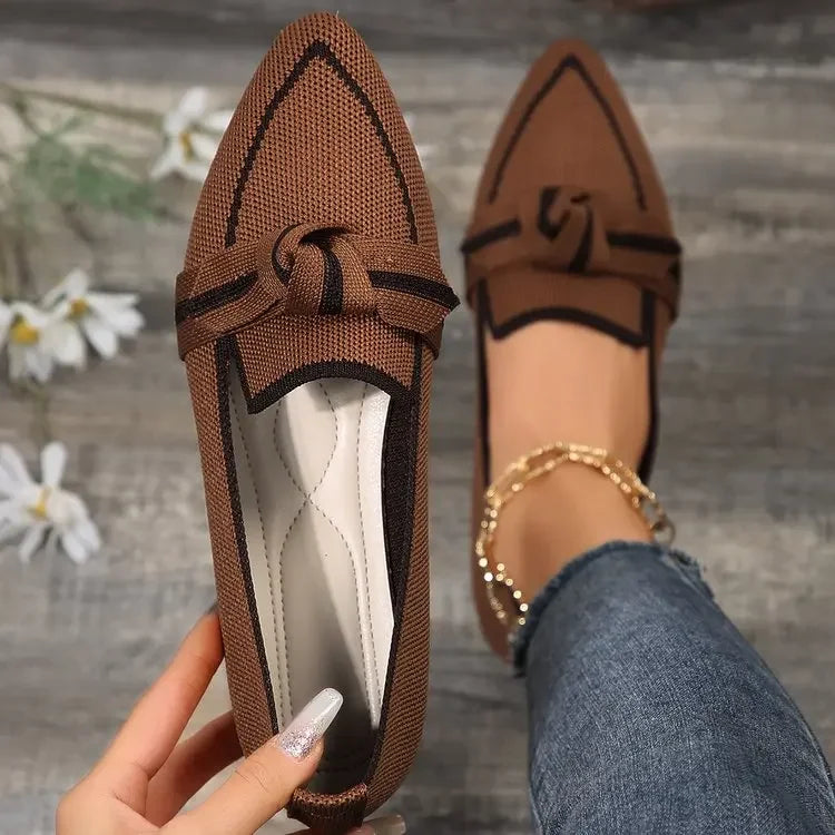 Bow Loafers | Pointed Toe Slip-On Flats | Breathable Casual Dress Shoes