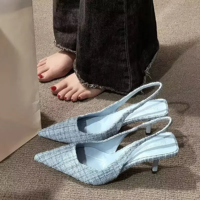 Pointed Toe Slingback Flats | Bow Detail Kitten Heel Pumps | Elegant Casual Dress Shoes