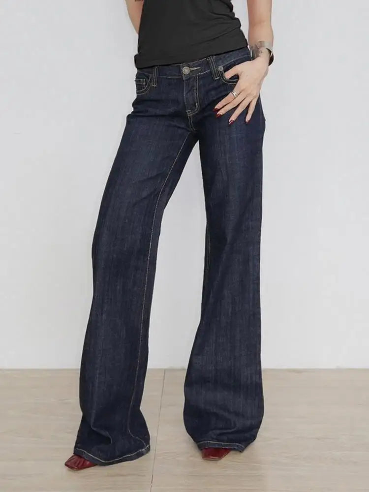 High Waisted Flare Jeans Bootcut Denim Pants Slim Fit Bell Bottom Trousers Full Length Retro Streetwear Casual