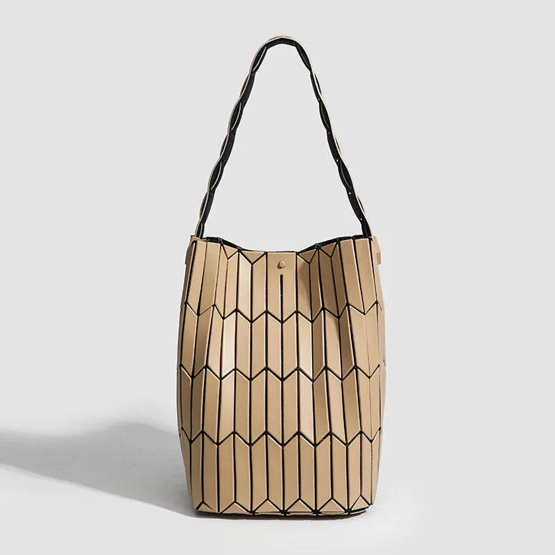Geometric Knit Tote Bag, Lightweight Shoulder Handbag with Open-Weave Pattern, Minimalist Carryall Purse for Beach, Shopping & Everyday Use