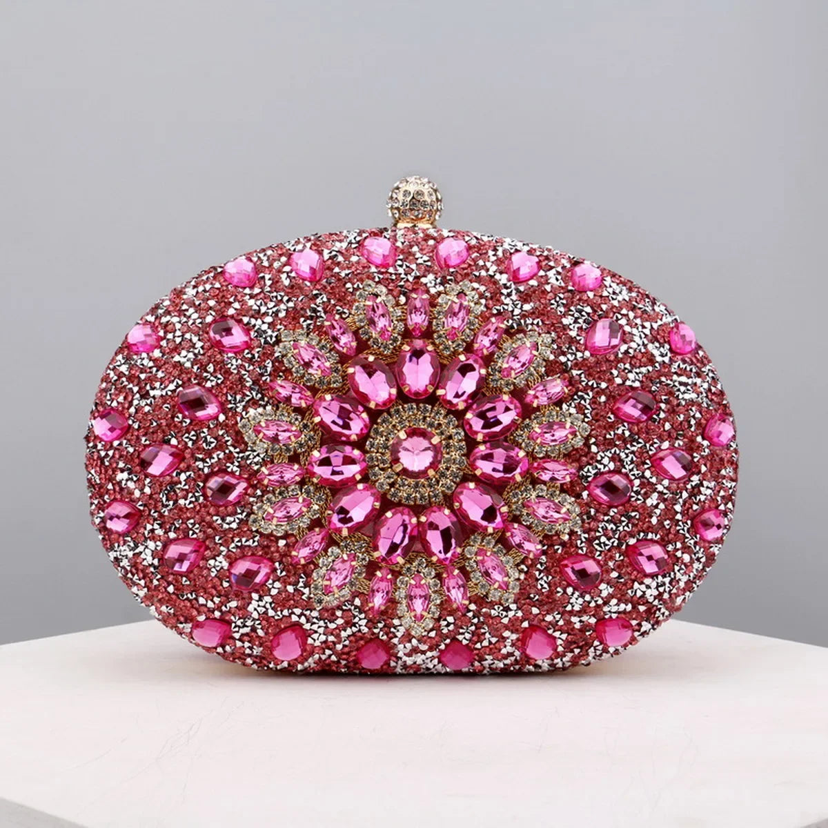 Embellished Evening Clutch Bag, Ornate Beaded Handbag with Floral Crystal Design, Elegant Frame Purse for Weddings, Parties & Special Occasions