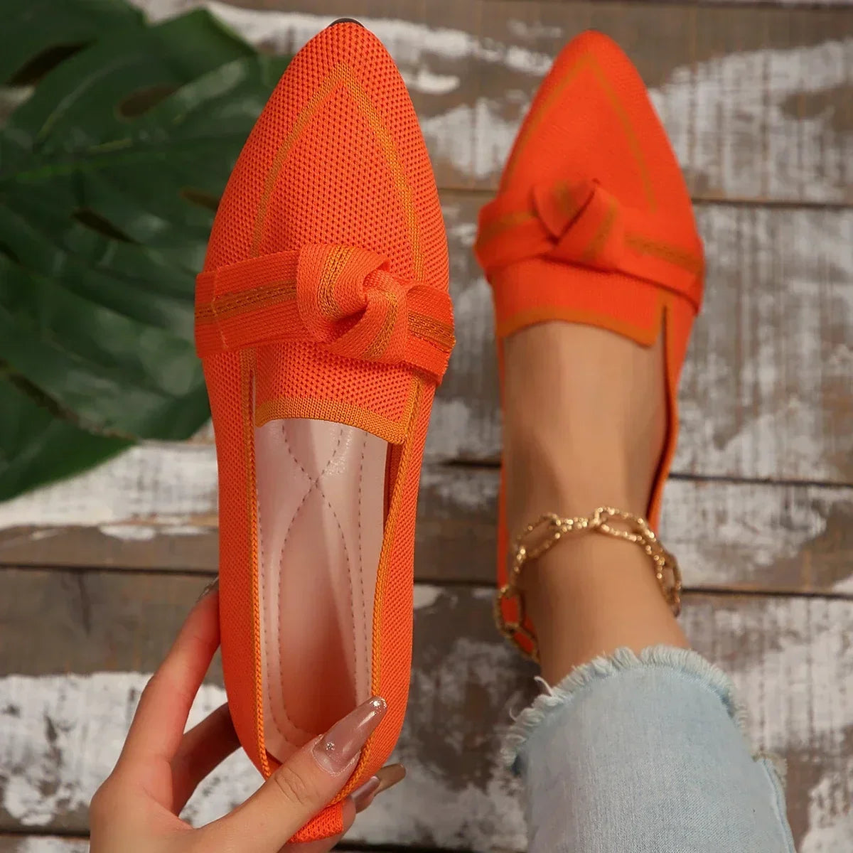 Bow Loafers | Pointed Toe Slip-On Flats | Breathable Casual Dress Shoes