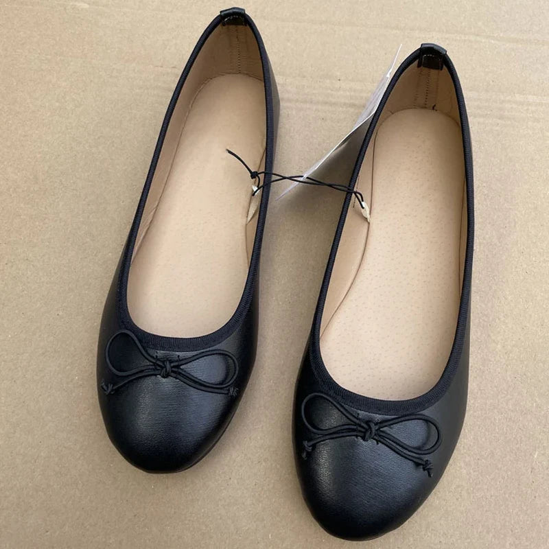 Bow Ballet Flats | Round Toe Slip-On Shoes | Classic Comfortable Casual Dress Flats