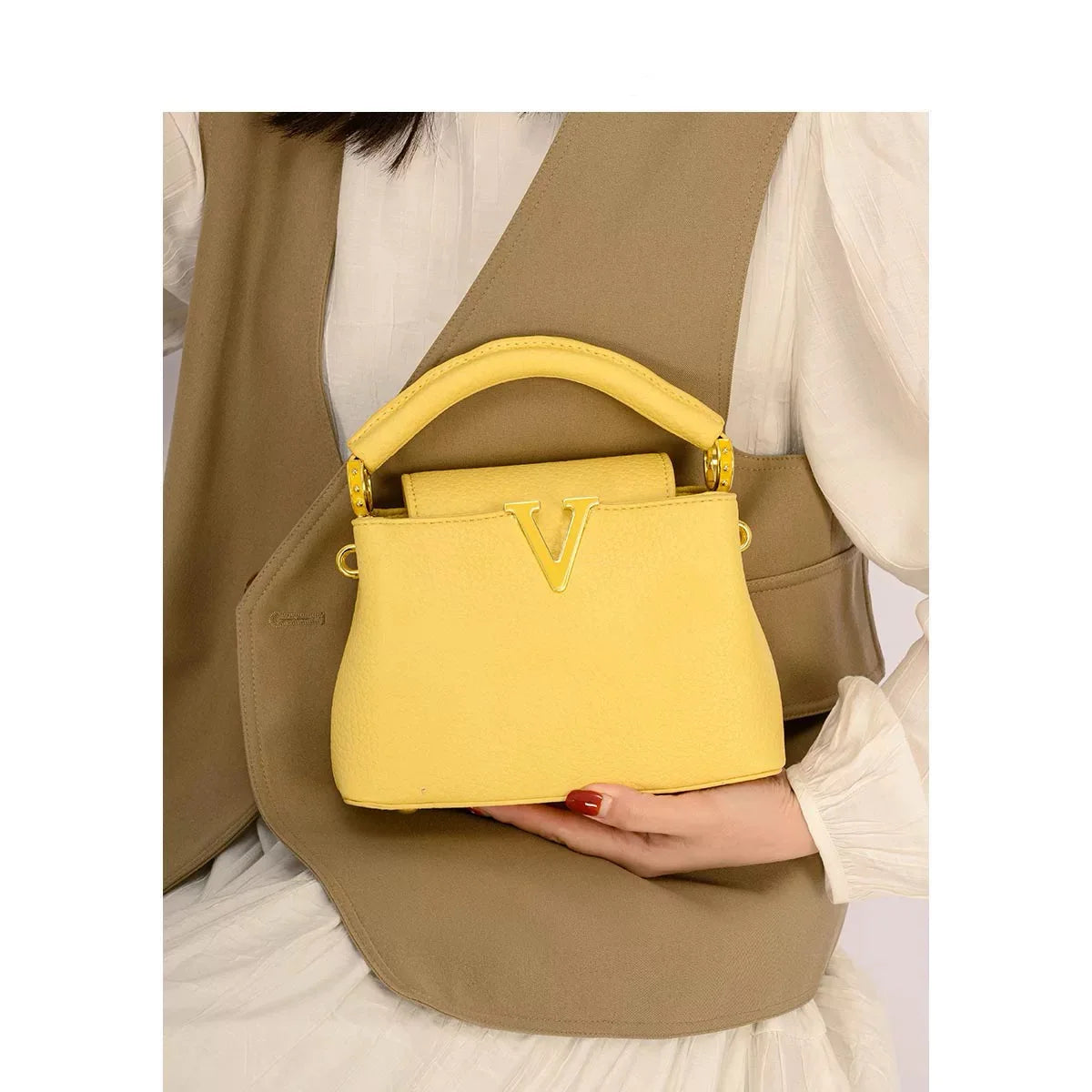 Structured Top Handle Handbag, Elegant Minimalist Satchel with Adjustable Shoulder Strap, Chic Everyday Purse for Work, Dates, Shopping & Travel