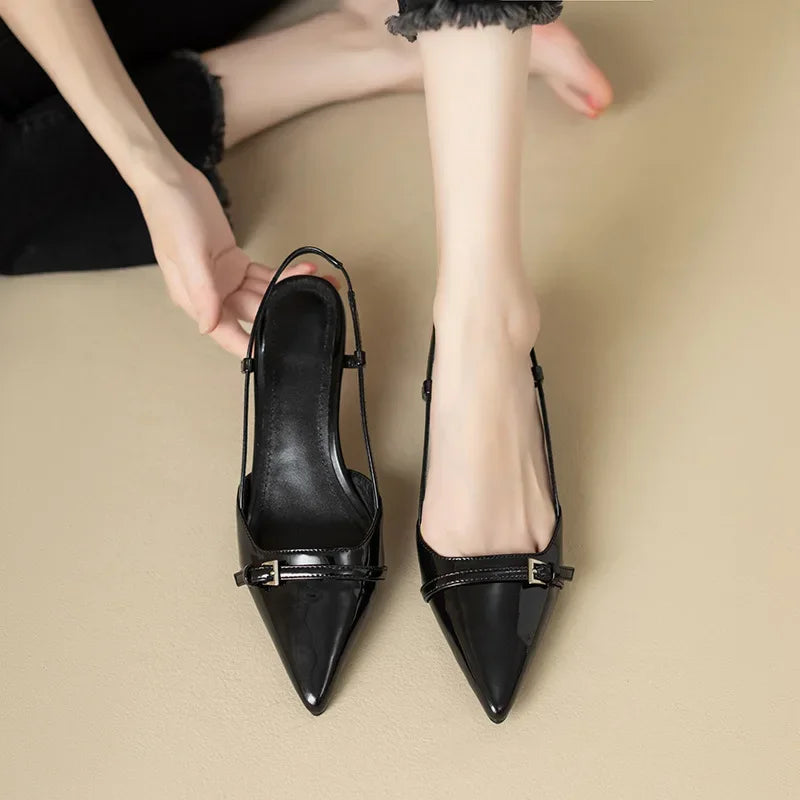 Women's Elegant Pointed Toe Slingback Flats – Minimalist Buckle Strap Dress Shoes, Comfortable Slip-On Shoes for Office, Party & Casual Wear