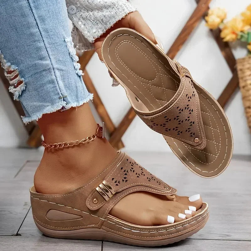 Wedge orthopaedic Thong Sandals | Ankle Strap Platform Sandals | Comfort Casual Summer Shoes
