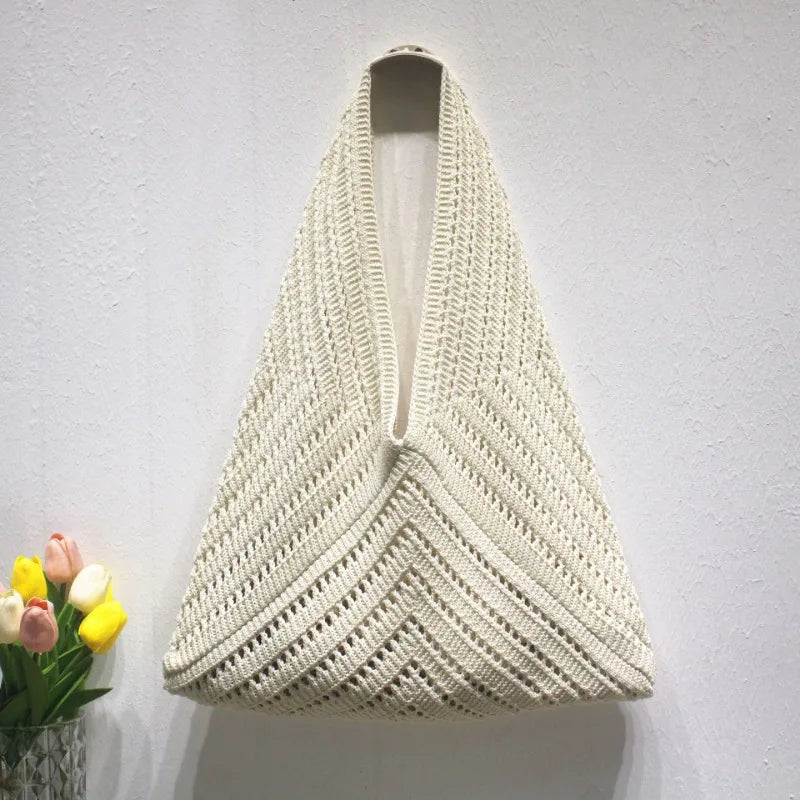 Woven Hobo Shoulder Bag, Boho Straw Handbag with Geometric Pattern, Slouchy Summer Tote Purse for Beach, Vacation & Everyday Use