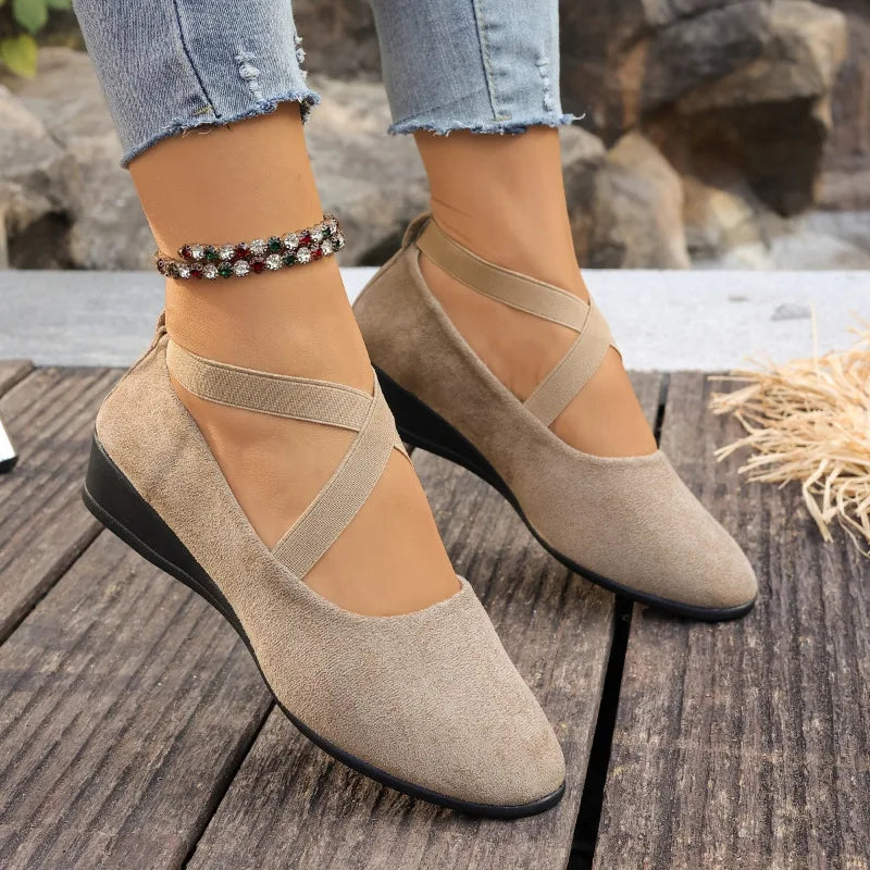 Mary Jane Wedge Shoes | Strappy Low Heel Pumps | Closed Toe Casual Dress Shoes for Women